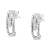 Sterling-Silver Diamond J-Stud Earring (3/4 cttw, I-J Color, I3 Clarity)