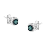 Sterling Silver Color Treated Diamond Stud Earrings (1/3 cttw, Blue, I2-I3 Clarity)