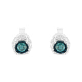 Sterling Silver Color Treated Diamond Stud Earrings (1/3 cttw, Blue, I2-I3 Clarity)