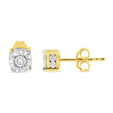 10K Yellow Gold Plated Sterling Silver 1/2 Cttw Miracle Set Diamond Stud Earring (J-K Color, I2-I3 Clarity)