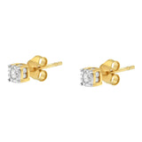 Yellow Plated Sterling Silver Diamond Stud Earring (1/4 cttw, I-J Color, I2-I3 Clarity)