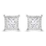 .925 Sterling Silver 1/2 Cttw Princess-cut Diamond Stud Earring (I-J Color, I2-I3 Clarity)