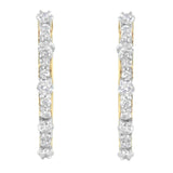 Yellow Gold Plated Sterling Silver Diamond Hoop Earrings (1 cttw, J-K Color, I2-I3 Clarity)