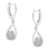 .925 Sterling-Silver 1/5 cttw Miracle-Set Round Diamond Drop and Dangle Hoop Earring (I-J Color, I3 Clarity)