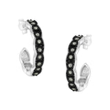 Black Rhodium and .925 Sterling Silver 1/4 cttw Miracle Plate Set Diamond "C" Shape Hoop Earring(I-J Color, I3 Clarity)