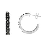 Black Rhodium and .925 Sterling Silver 1/4 cttw Miracle Plate Set Diamond "C" Shape Hoop Earring(I-J Color, I3 Clarity)