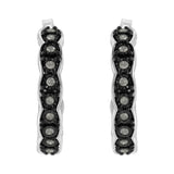 Black Rhodium and .925 Sterling Silver 1/4 cttw Miracle Plate Set Diamond "C" Shape Hoop Earring(I-J Color, I3 Clarity)