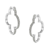 .925 Sterling Silver 1.0 cttw Diamond 4 Leaf Clover Shape Hoop Earrings(I-J Color, I3 Clarity)