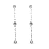 .925 Sterling Silver Miracle Set Diamond Accent 3-Stone Drop and Dangle Earring (I-J Color, I3 Clarity)