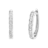 .925 Sterling Silver 1/4 Cttw Inlaid Diamond Curved Edge Hoop Earrings (I-J Color, I3 Clarity)