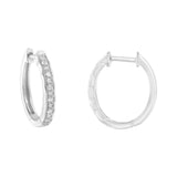 .925 Sterling Silver 1/4 Cttw Inlaid Diamond Curved Edge Hoop Earrings (I-J Color, I3 Clarity)