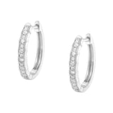 .925 Sterling Silver 1/4 Cttw Inlaid Diamond Curved Edge Hoop Earrings (I-J Color, I3 Clarity)