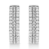 .925 Sterling Silver 1/2 Cttw Diamond Double Row Leverback Hoop Earring (I-J Color, I3 Clarity)