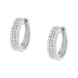 .925 Sterling Silver 1/2 Cttw Diamond Double Row Leverback Hoop Earring (I-J Color, I3 Clarity)