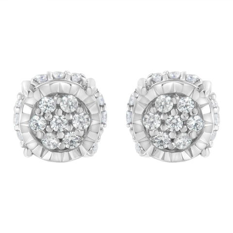 .925 Sterling Silver 1/3 cttw Round-cut Diamond Floral Stud Earring (I-J Clarity, I3 Color)