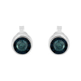 .925 Sterling Silver 0.40 Cttw Round Brilliant-Cut Blue Diamond Miracle-Set Stud Earrings (Fancy Color-Enhanced, I2-I3 Clarity)