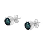 .925 Sterling Silver 0.40 Cttw Round Brilliant-Cut Blue Diamond Miracle-Set Stud Earrings (Fancy Color-Enhanced, I2-I3 Clarity)