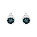 .925 Sterling Silver 1/5 Cttw Round Brilliant-Cut Blue Diamond Miracle-Set Stud Earrings (Fancy Color-Enhanced, I2-I3 Clarity)