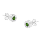 .925 Sterling Silver 1/5 Cttw Round Brilliant-Cut Green Diamond Miracle-Set Stud Earrings (Fancy Color-Enhanced, I1-I2 Clarity)