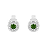 .925 Sterling Silver 1/5 Cttw Round Brilliant-Cut Green Diamond Miracle-Set Stud Earrings (Fancy Color-Enhanced, I1-I2 Clarity)