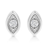 .925 Sterling Silver 1/10 Cttw Miracle-Set Diamond Stud Earrings (I-J Color, I2-I3 Clarity) - Choice of Shapes