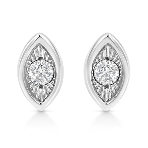 .925 Sterling Silver 1/10 Cttw Miracle-Set Diamond Stud Earrings (I-J Color, I2-I3 Clarity) - Choice of Shapes