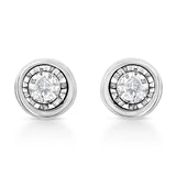 .925 Sterling Silver 1/10 Cttw Miracle-Set Diamond Stud Earrings (I-J Color, I2-I3 Clarity) - Choice of Shapes