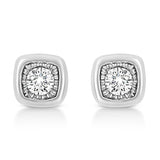 .925 Sterling Silver 1/10 Cttw Miracle-Set Diamond Stud Earrings (I-J Color, I2-I3 Clarity) - Choice of Shapes