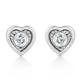 .925 Sterling Silver 1/10 Cttw Miracle-Set Diamond Stud Earrings (I-J Color, I2-I3 Clarity) - Choice of Shapes