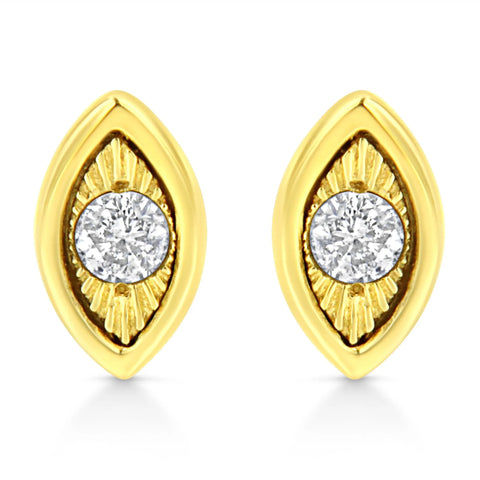 10K Yellow Gold Plated .925 Sterling Silver 1/10 Cttw Miracle-Set Diamond Stud Earrings - Choice of Shapes