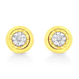 10K Yellow Gold Plated .925 Sterling Silver 1/10 Cttw Miracle-Set Diamond Stud Earrings - Choice of Shapes