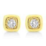 10K Yellow Gold Plated .925 Sterling Silver 1/10 Cttw Miracle-Set Diamond Stud Earrings - Choice of Shapes