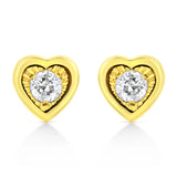 10K Yellow Gold Plated .925 Sterling Silver 1/10 Cttw Miracle-Set Diamond Stud Earrings - Choice of Shapes