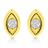 10K Yellow Gold Plated .925 Sterling Silver 1/10 Cttw Miracle-Set Diamond Stud Earrings - Choice of Shapes