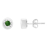 .925 Sterling Silver 0.15 Cttw Round Brilliant-Cut Green Diamond Miracle-Set Stud Earrings (Fancy Color-Enhanced, I1-I2 Clarity)