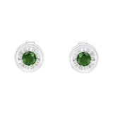 .925 Sterling Silver 1/4 Cttw Round Brilliant-Cut Green Diamond Miracle-Set Stud Earrings (Fancy Color-Enhanced, I1-I2 Clarity)