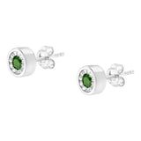 .925 Sterling Silver 1/4 Cttw Round Brilliant-Cut Green Diamond Miracle-Set Stud Earrings (Fancy Color-Enhanced, I1-I2 Clarity)