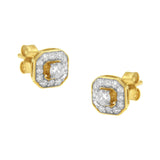 2 Micron 10KT Yellow Gold Plated Sterling Silver Diamond Square Stud Earrings (1/2 cttw, J-K Color, I2-3 Clarity)