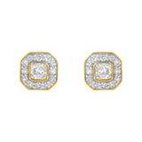 2 Micron 10KT Yellow Gold Plated Sterling Silver Diamond Square Stud Earrings (1/2 cttw, J-K Color, I2-3 Clarity)