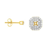 2 Micron 10KT Yellow Gold Plated Sterling Silver Diamond Square Stud Earrings (1 cttw, J-K Color, I2-I3 Clarity)