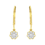 2 Micron 10KT Yellow Gold Plated Sterling Silver Diamond Drop Cluster Earrings (1/4 cttw, I-J Color, I2-I3 Clarity)