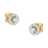 2 Micron Yellow Gold Plated Sterling Silver Diamond Stud Earring (1/2 cttw, J-K Color, I2-I3 Clarity)