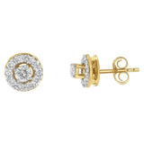 2 Micron Yellow Gold Plated Sterling Silver Diamond Stud Earring (1/2 cttw, J-K Color, I2-I3 Clarity)