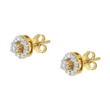 2 Micron Yellow Gold Plated Sterling Silver Diamond Stud Earring (1/2 cttw, J-K Color, I2-I3 Clarity)