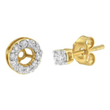 2 Micron Yellow Gold Plated Sterling Silver Diamond Stud Earring (1/2 cttw, J-K Color, I2-I3 Clarity)