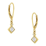 2 Micron 14K Yellow Gold Plating Diamond Dangle Earrings ( 1/3 cttw, J-K Color, I1-I2 Clarity)