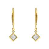 2 Micron 14K Yellow Gold Plating Diamond Dangle Earrings ( 1/3 cttw, J-K Color, I1-I2 Clarity)