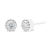 .925 Sterling Silver 3/8 Cttw Solitaire Diamond Miracle Set Stud Earrings (J-K Color, I3 Clarity)