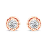 .925 Sterling Silver 3/8 Cttw Solitaire Diamond Miracle Set Stud Earrings (J-K Color, I3 Clarity)