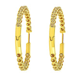 10K Yellow Gold Plated .925 Sterling Silver 3.00 Cttw Round Stone Champagne Diamond Inside-Out Hoop Earrings (Champagne Color, I1-I2 Clarity)